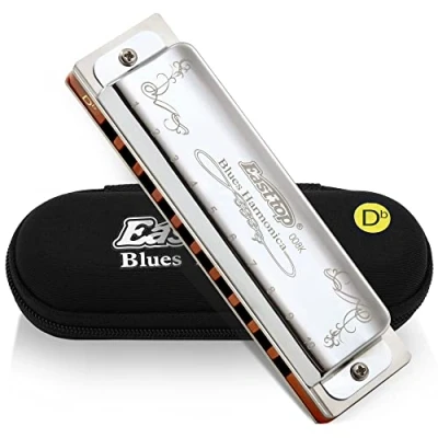 Abbildung von East Top 10 Löcher 20 Töne 008K Diatonische Mundharmonika Key of Db mit silbernem Cover, Standard Mundharmonikas für Erwachsene, Profispieler und Studenten