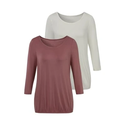 Abbildung von Vivance 3/4ARM 2 PACK Langarmshirt, Damen, Größe: 32/34, Mauve creme