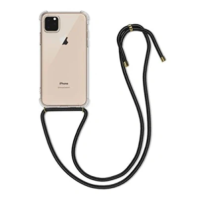 Abbildung von kwmobile Necklace Case kompatibel mit Apple iPhone 11 Pro Max Hülle Silikon Cover Handykette Band Handyhülle Transparent Schwarz