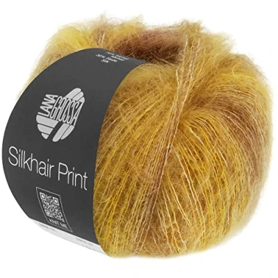 Abbildung von LANA GROSSA Silkhair Print Feines Lace Garn aus Superkid Mohair mit Seide Handstrickgarn 70% (Superkid) &amp; 30% 25g Wolle zum Stricken Häkeln 210m