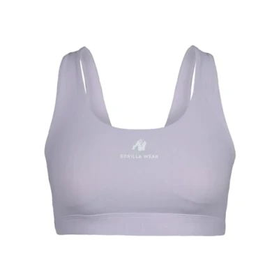 Abbildung von Gorilla Wear Summerville Bikini Top Lila Bodybuilding Sport Alltag Freizeit mit Logo Aufdruck leicht und bequem für optimale Bewegung aus Nylon Elasthan, S