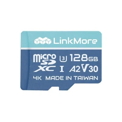 Abbildung von LinkMore 128 GB Micro SDXC Karte, A2, UHS I, U3, V30, Klasse 10 kompatibel, Lesegeschwindigkeit bis zu 160 MB/s, Schreibgeschwindigkeit 100 SD Adapter im Lieferumfang enthalten