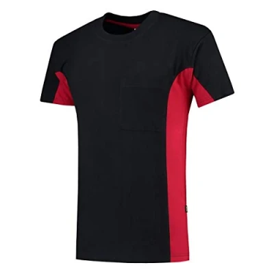 Abbildung von Tricorp 102002 Workwear Bicolor Brusttasche T Shirt, 100% Gekämmte Baumwolle, 190g/m², Marine Rot, Größe XXL