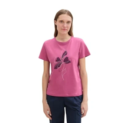 Abbildung von TOM Tailor Kurzarm Tshirt print, Damen, Größe: 40, Pink
