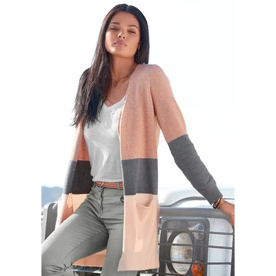 Abbildung von Lascana Cardigan Strickjacke rosagrauapricot, Damen, Größe: 32/34, Rosa grau apricot