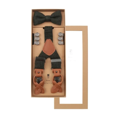 Abbildung von Prince Bow Tie HOSENTRÄGER SET IN Wolloptik Fliege, Herren, Größe: One Size, Grün