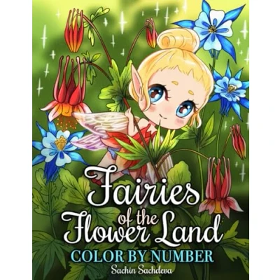 Abbildung von Fairies of the Flower Land: Color by Number Coloring Book for Adults featuring whimsical, enchanted and magical fairy illustrations relaxation mindfulness