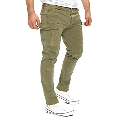 Abbildung von Yazubi Jayden Cargohose Herren Slim Fit Cargo Hose Männer Baumwoll Herrenhose, Grün (Dusky Green 170517), W38/L30