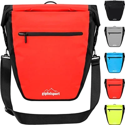 Abbildung von gipfelsport Fahrradtasche für Gepäckträger Gepäckträgertasche I Fahrradtaschen, Satteltaschen mit 21l Volumen wasserdicht, reflektierend, rot