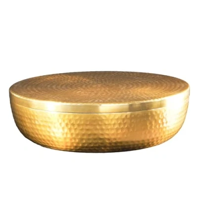 Abbildung von riess ambiente Dekoschale ORIENT Ø40cm gold · Schmuck Dose mit Deckel aus Aluminium (Einzelartikel, 1 St), rund Hammerschlag Design handmade Esszimmer Wohnzimmer