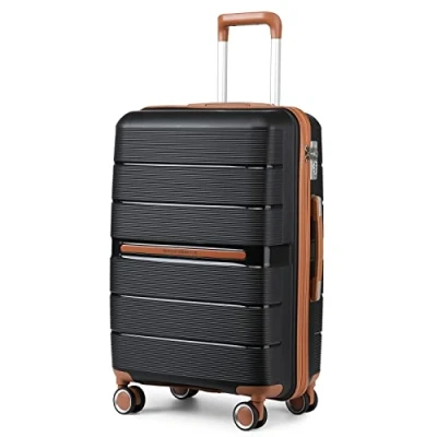 Abbildung von British Traveller Reisekoffer Groß Koffer Trolleys Hartschalenkoffer 100% PP Handgepäck mit 8 Spinnerräder Rollkoffer 76 * 49.2 31cm Suitcase TSA Schloss Neu Schwarz
