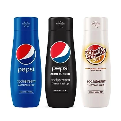 Abbildung von SodaStream Sirup Bundle Pepsi, Pepsi Max und Schwip Schwap Zero, 3x 440ml Getränkesirup für je bis zu 9 Liter Fertiggetränk