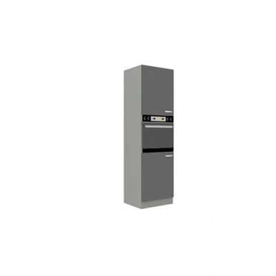 Abbildung von Küchen Preisbombe Hochschrank 60 cm Küche Bianca Grey Grau Hochglanz Küchenzeile Küchenblock
