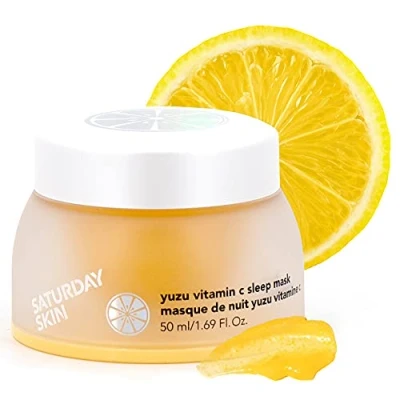 Abbildung von Saturday Skin Yuzu Vitamin C Schlaf Gesichtsmaske Hautpflege Retinol Niacinamid Gesichtsfeuchtigkeitscreme Aufhellende Schlafmaske für die Nacht Gesichtsmasken Frauen (1,69 Fl. Oz. (50 ml))