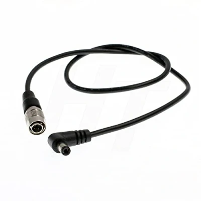 Abbildung von HangTon Netzkabel Hirose 4 Pin Stecker auf rechtwinkligen DC Zylinder5,5 * 2,5 mm für Audiogeräte 688 722 Zaxcom Zoom F8 Recorder Mixer Monitor