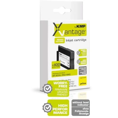 Abbildung von KMP Xvantage Tintenpatrone passend für HP 953XL Yellow (F6U18AE) H166YX Officejet Pro 7720 7730 7740 8210 8218 8710 8715 8719 8720 872... etc.