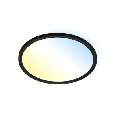 Abbildung von BRILONER Leuchten LED Panel, Deckenleuchte dimmbar, Deckenlampe mit Backlight, inkl. Fernbedienung, 18 Watt, 2400 Lumen, Weiß Schwarz, 293x28mm (DxH), 7079 015