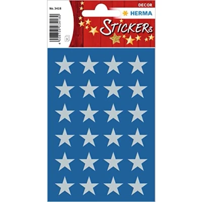 Abbildung von HERMA 3418 Aufkleber Sterne Silber klein, 72 Stück, 15 mm, Stern Sticker aus Papier, Weihnachtssticker Sternaufkleber für Weihnachten Geschenke Adventskalender Dekoration Kinder Belohnung DIY Basteln