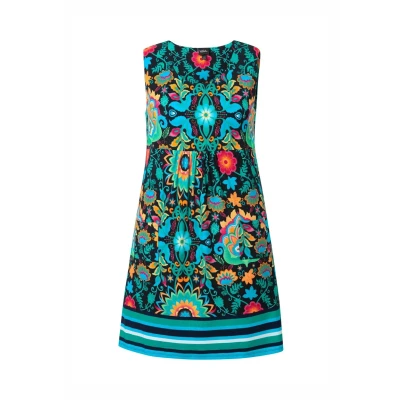 Abbildung von Ulla Popken Mixed Flower Print Sleeveless Swing Freizeitkleid, Damen, Größe: 50/52, Mint green