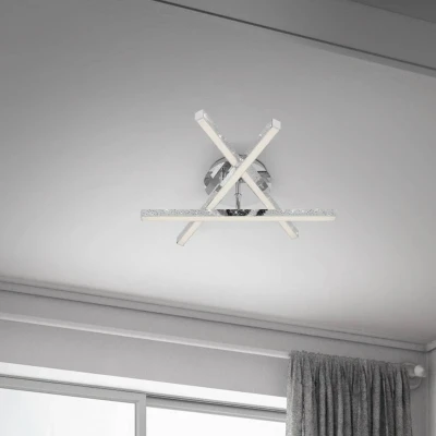 Abbildung von Briloner Leuchten LED Deckenleuchte mit Glitzereffekt, warmweiße Lichtfarbe, Deckenlampe in glänzender Chromoptik, 15 Watt Wohnzimmerlampe, 400x355x112mm(LxBxH)