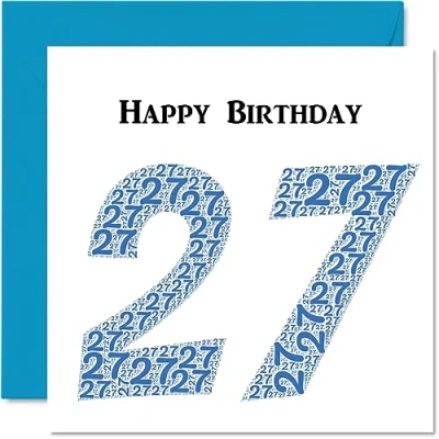 Abbildung von Lustige Geburtstagskarte zum 27. Geburtstag für Männer Shapecloud Happy Birthday Karte Sohn, Tochter, Bruder, Schwester, Onkel, Tante, Nichte, Neffe, Cousin, 145 mm x Grußkarten,