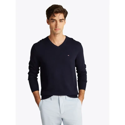 Abbildung von Tommy Hilfiger Essential V NECK Strickpullover, Herren, Größe: XL, Desert sky