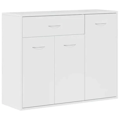 Abbildung von vidaXL Sideboard, Kommode mit viel Stauraum, Schrank 1 Schublade 3 Türen, Mehrzweckschrank Anrichte für Wohnzimmer, Hochglanz Weiß Holzwerkstoff