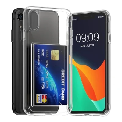 Abbildung von kwmobile Hülle kompatibel mit Apple iPhone XR Handyhülle Kunststoff TPU Cover Kartenfach Hartes Case Schutzhülle in Transparent