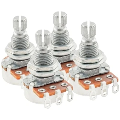 Abbildung von Alpha Mini B500k Metrische Potentiometers Split Shaft Linear Taper Potis für E Gitarre oder Bass (4 Stück)
