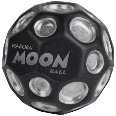 Abbildung von Waboba Dark Side of Moon Springender Gummiball Patentiertes Original Design Ballkrater Erzeugen beim Aufprall EIN knallendes Geräusch Leicht Greifbar Flummies für Kinder Silber 65mm