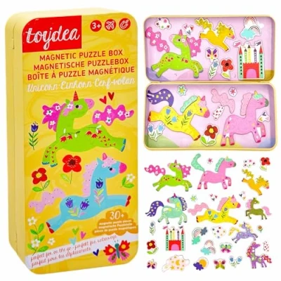 Abbildung von Toydea Magnetspiel Puzzle Box Einhorn Fördert Kreativität &amp; Feinmotorik Magnetisches Spielzeug ab 3 Jahre, ideales Reisespiel für Kinder Perfekt unterwegs zuhause
