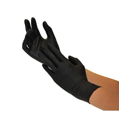 Abbildung von SF Nitrilhandschuhe M Schwarz 200 Stück Einweghandschuhe, Einmalhandschuhe, Puderfrei, Latexfrei, Gummihandschuhe Einweg zum Kochen, Putzen, für Küche, Garten, Werkstatt, Tattoo, Haushalt