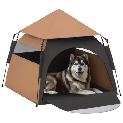 Abbildung von Haustierzelt, Hundezelt, Katzenhaus im Freien, Hundehaus mit Meshfenster Braun
