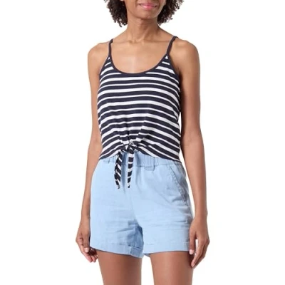Abbildung von ONLY Damen ONLMAY Life S/L Short Knot Box JRS Top, Night Sky/Stripes:Cloud Dancer (Ella), Large