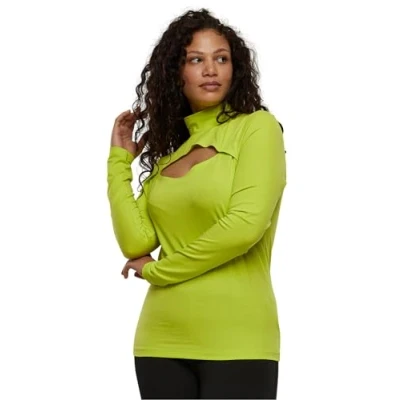 Abbildung von Urban Classics Cutout Turtleneck Langarmshirt, Damen, Größe: XXL, Frozenyellow