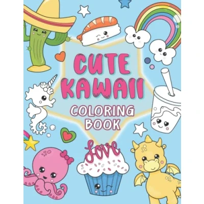 Abbildung von Cute kawaii coloring Book: More than 40 fun and easy pages with Japanese animals food, suitable for kids adults
