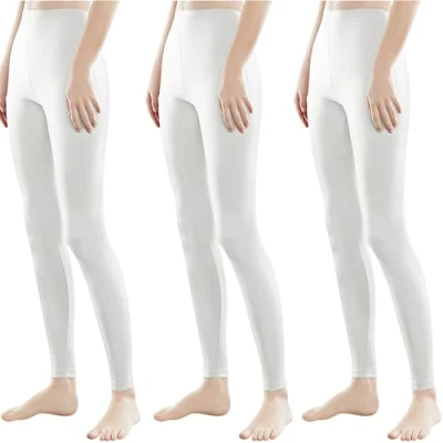 Abbildung von Libella 3er Pack Damen Lange Leggings bunt mit Hohe Taille Slim Fit Fitnesshose Sport aus Baumwolle 4108 Weiß L