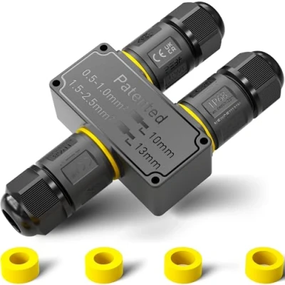 Abbildung von PEBA Kabelverbinder Wasserdicht 3 polig, Wege IP68 Wasserdichte 4 12 mm Kabeldurchmesser, Verteilerdose außen, Leiter, Verbindungsklemme mit Hebel für Outdoor, Abzweigdose Schwarz
