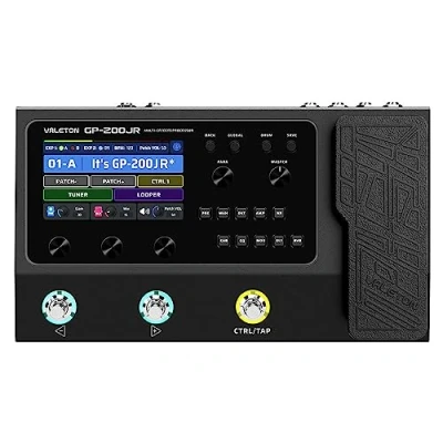 Abbildung von Valeton Gitarren Bass Effektpedal Multi Effekte Prozessor Guitar Amp Modeling IR Cabinets Simulation mit FX Loop MIDI I/O Stereo OTG USB Audio Interface GP 200JR