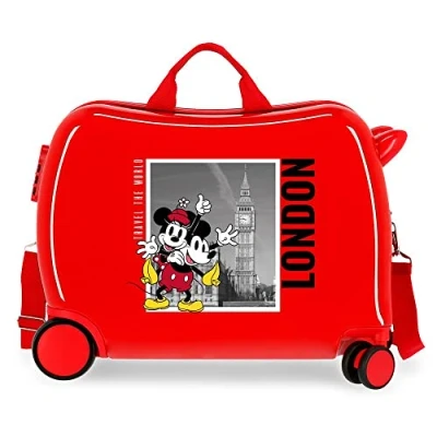 Abbildung von Disney Mickey und Minnie Travel the World London Kinderkoffer, Rot, 50 x 39 20 cm, starres ABS, seitlicher Kombinationsverschluss, 34 l, 1,8 kg, 4 Rollen, Handgepäck
