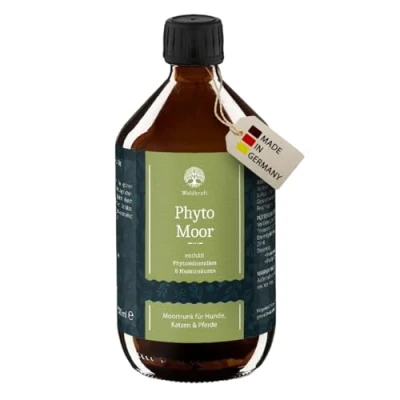 Abbildung von Waldkraft Phyto Moor für Hunde &amp; Katzen naturreines Trinkmoor mit Huminsäure Mikromineralien in 500 ml Braunglasflasche aus österreichischem Heilmoor 100% Made Germany
