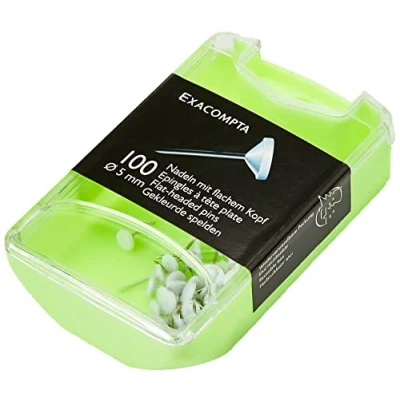 Abbildung von Exacompta 14500E 100er Pack Flachkopfnadeln Ø5mm Spitzenlänge 8 mm robust und praktisch weiß