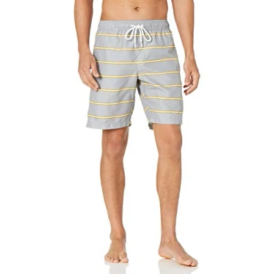 Abbildung von Amazon Essentials Herren Badehose, Schnell Trocknend, 23 cm, Grau Streifen, XL