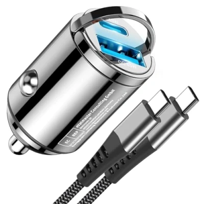 Abbildung von 90W Zigarettenanzünder USB C Autoladegerät, Mini Kfz Ladegerät Auto Adapter Steckdose mit Ladekabel für iPhone 15 Pro Max,Samsung Galaxy S23 S22 S21