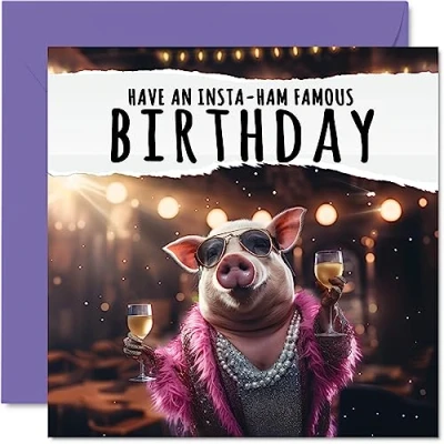 Abbildung von Lustige Geburtstagskarten für Frauen und Männer Insta ham Happy Birthday Karte Bruder, Schwester, Sohn, Tochter, Neffe, Nichte, 145 mm x mm, Witz, Humor, Scherz, Geburtstagsgrußkarten