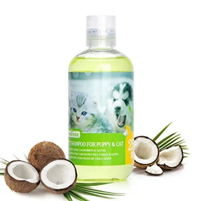 Abbildung von Nobleza Shampoo für Hunde Katzen mild 250ml, Welpenshampoo sensitiv und bio mit Kokosduft, Welpen natürlich empfindliche kleine hunde, Hautfreundlich, Pflegend leicht kämmbar