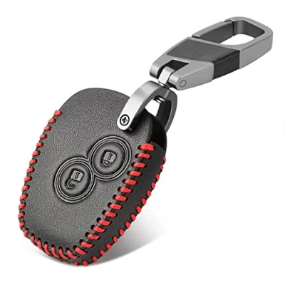 Abbildung von Leder Autoschlüssel Hüllen Schlüsselanhänger passend für Renault Megane Modus Espace Laguna Duster Logan Dacia Sandero Fluence Clio Kango 2 Tasten