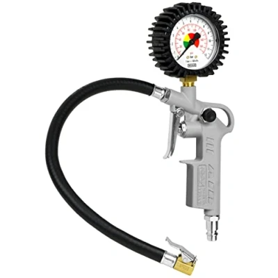 Abbildung von GAV Reifenfüller Messgerät mit WIKA 63mm Manometer Reifenfüllpistole aus Aluminium Profi Reifendruckprüfer Druckluft für Auto, Motorrad, Lkw 60D Standard