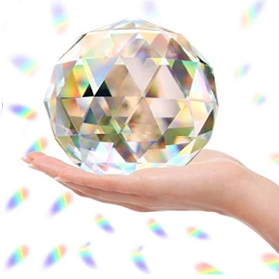 Abbildung von Klarglas Kristall Ball Prisma Suncatcher Regenbogen Maker, Kugel Faceted Blick für Fenster, Feng Shui, Home Office Garten Dekoration (100mm)