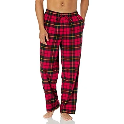 Abbildung von Amazon Essentials Herren Pyjamahose aus Flanell (erhältlich in Big &amp; Tall), Rot Schwarz Buffalokaros, S